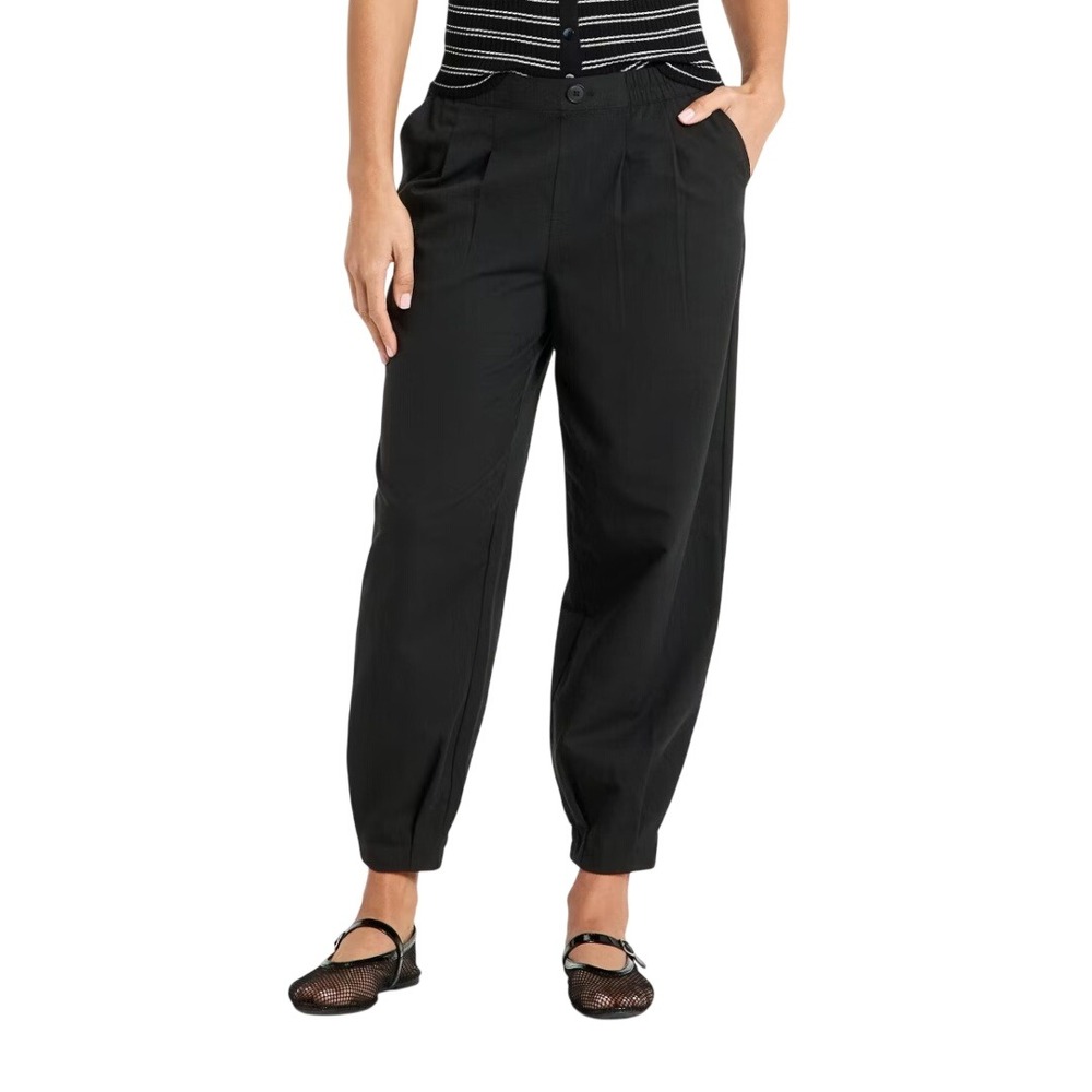A New Day Women's Black Elastic Waist Balloon Jogger Pants Size Large